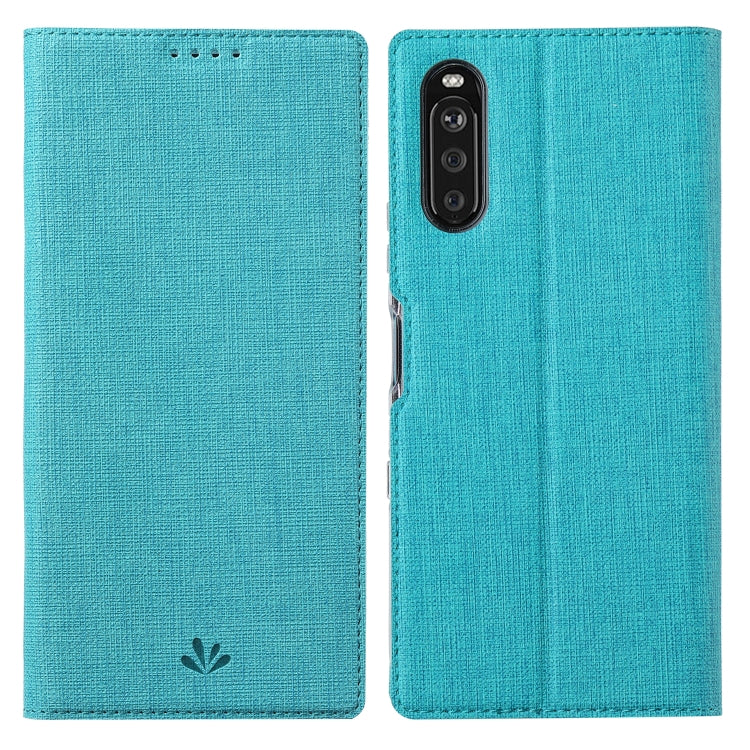 Magnetic flip phone case in teal blue, textured fabric, with camera and speaker cutouts
