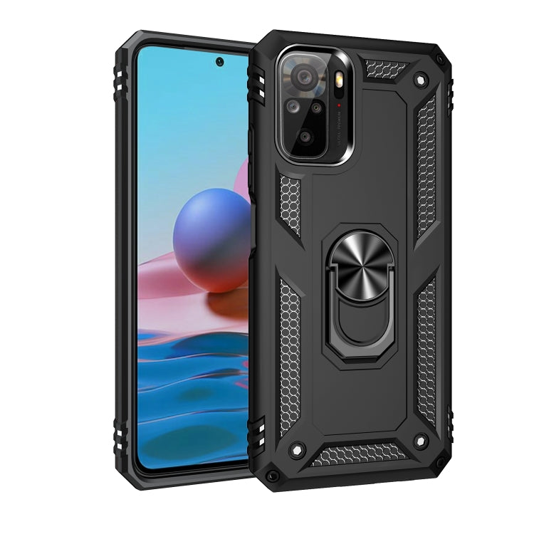 Black rugged phone case with built-in metal ring stand for 360° rotation
