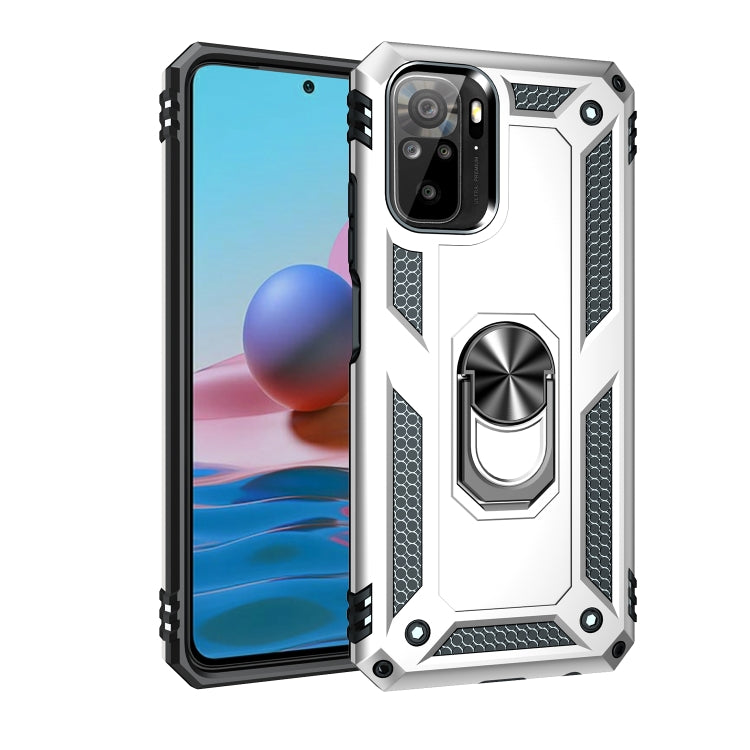 Shockproof phone case in white with rugged bumper and rotating ring holder