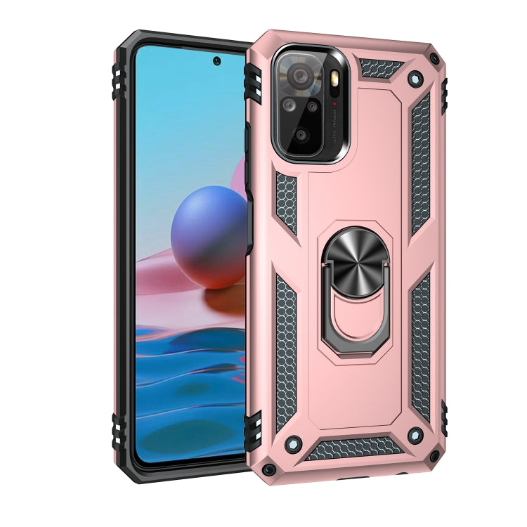 Shockproof phone case in pink with rugged bumper and rotating ring holder