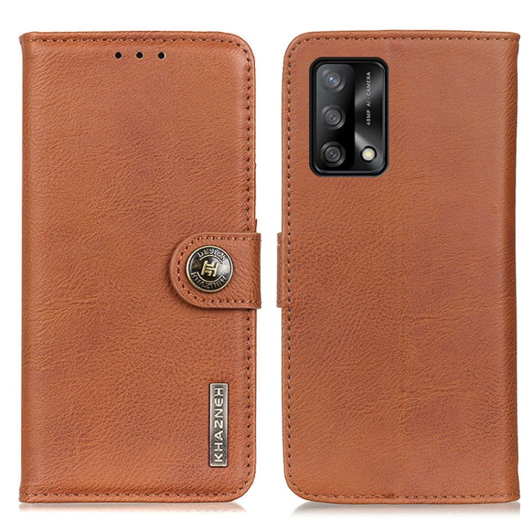 Cowhide-textured leather phone wallet case, brown; flip cover with camera cutout