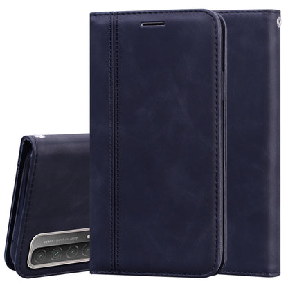 Magnetic PU leather flip phone case, dark blue, with card slot and holder window