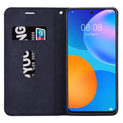 Magnetic PU leather flip phone case, dark blue, with card holder and flip cover