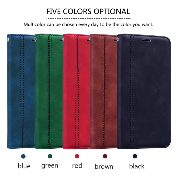 Multi-color magnetic horizontal flip phone case lineup with card slot and lanyard holder