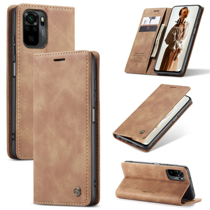 Brown leather flip phone case with card holder, stitched edges, and camera cutout