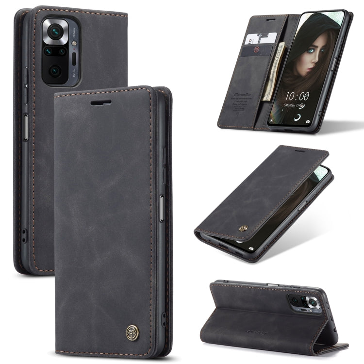 Black leather flip phone case with card holder, side cutouts, and stitched edges