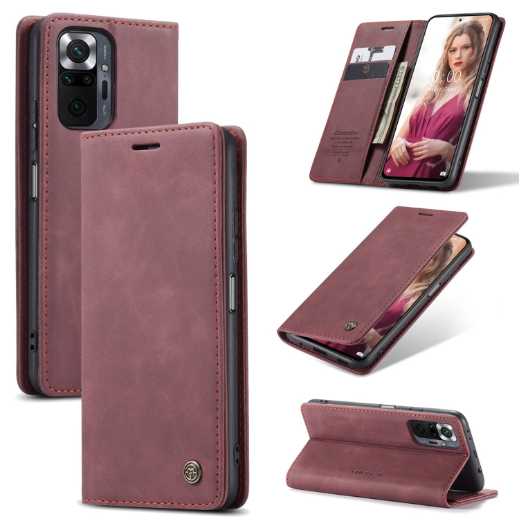 Burgundy horizontal flip leather phone case with card slot and stand, open view