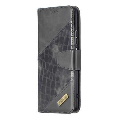 Gray crocodile-texture flip PU leather phone case with wallet and card holder