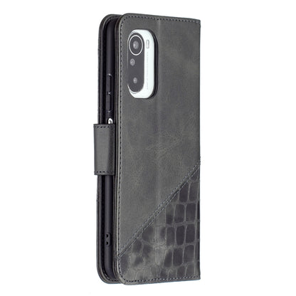 Gray crocodile-texture flip phone case with wallet flap and card holder