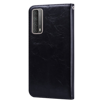 Black horizontal flip leather phone wallet case with camera cutout