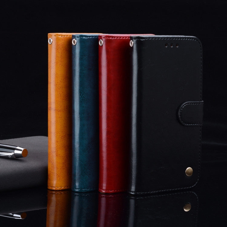 Oil-wax leather flip phone cases, assorted colors, with card slots and magnetic closure