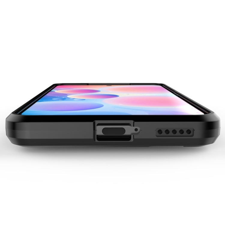 Black rugged phone case with side buttons and charging port cutout