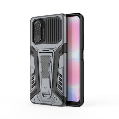 Gray armored shockproof phone case with rugged vented design and side cutouts