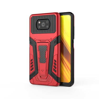 Red rugged armor phone case with grip ridges, raised screen lip, and camera cutout