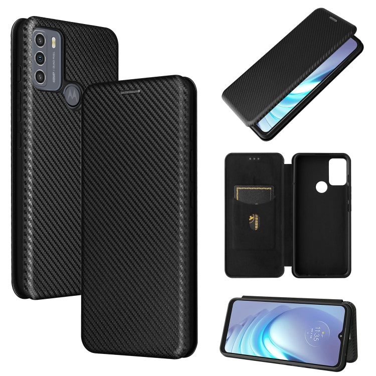 Magnetic flip phone case with carbon fiber texture and card slot, black