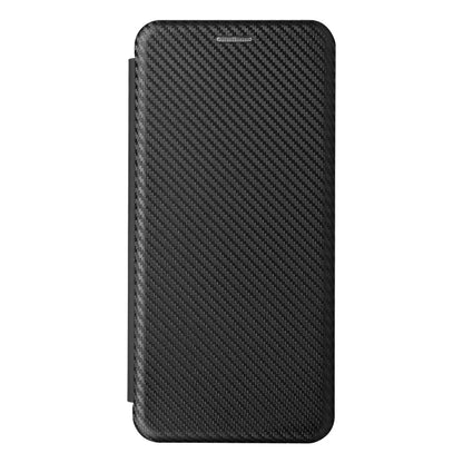 Magnetic flip phone case with carbon fiber texture, black