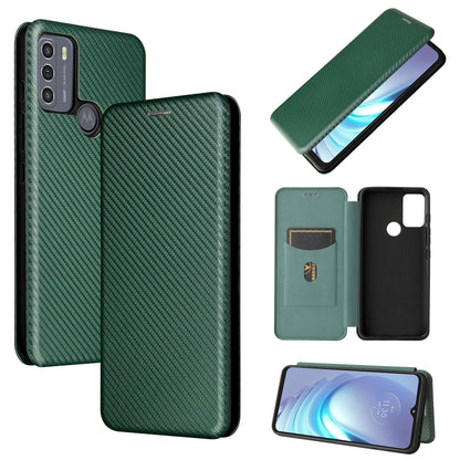 Magnetic flip phone case with carbon fiber texture and card slot, green