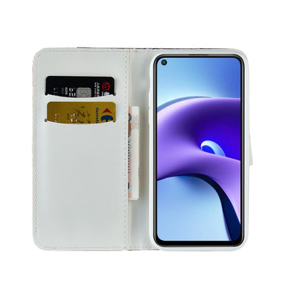 White flip phone wallet case open view with card slots and phone screen