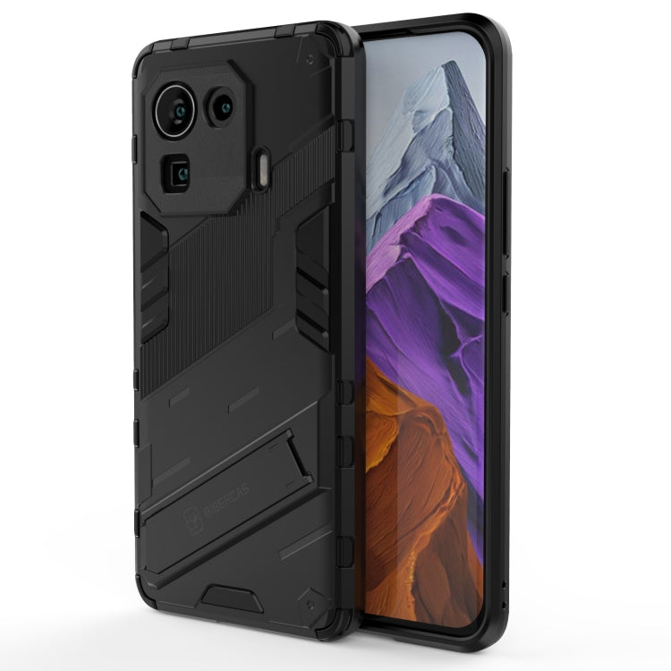 Black 2-in-1 shockproof phone case with stand, rugged armor design for Mi 11 Pro