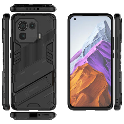 Black rugged shockproof case with invisible holder/stand, front and back for Mi 11 Pro