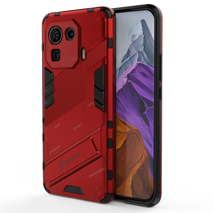 Red rugged shockproof phone case with stand, protective armor design for Mi 11 Pro