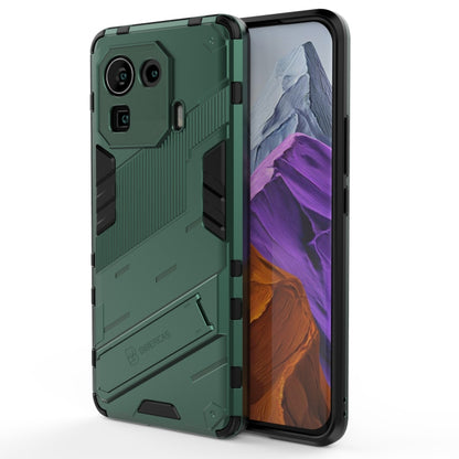Green rugged shockproof phone case with stand, armor design for Mi 11 Pro