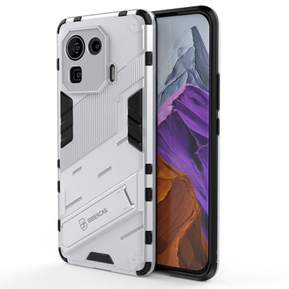White rugged shockproof phone case with stand, armor design for Mi 11 Pro