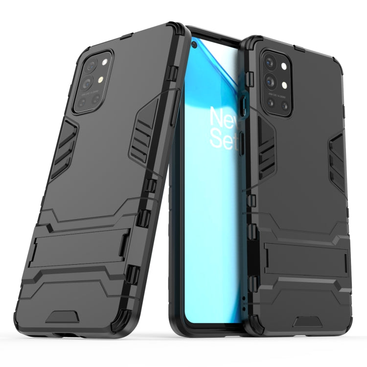 Rugged shockproof phone case with hidden holder, black PC+TPU protective shell