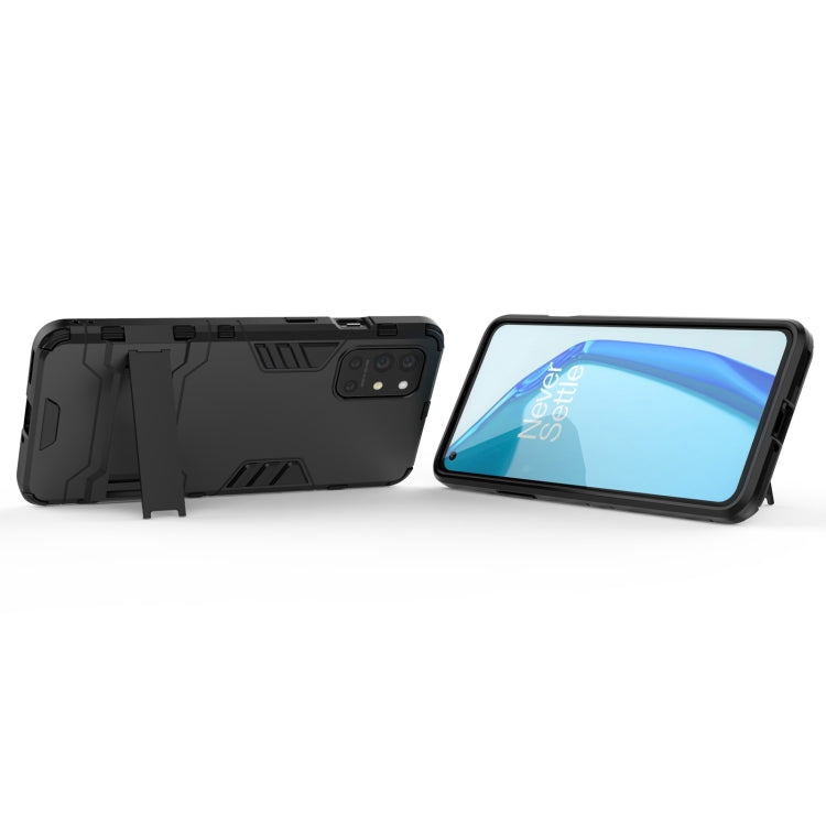 Rugged shockproof phone case with hidden holder, black PC+TPU with stand-like part