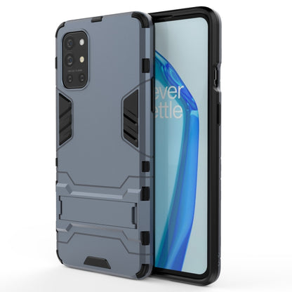 Rugged shockproof phone case with hidden holder, navy-blue PC+TPU protective shell
