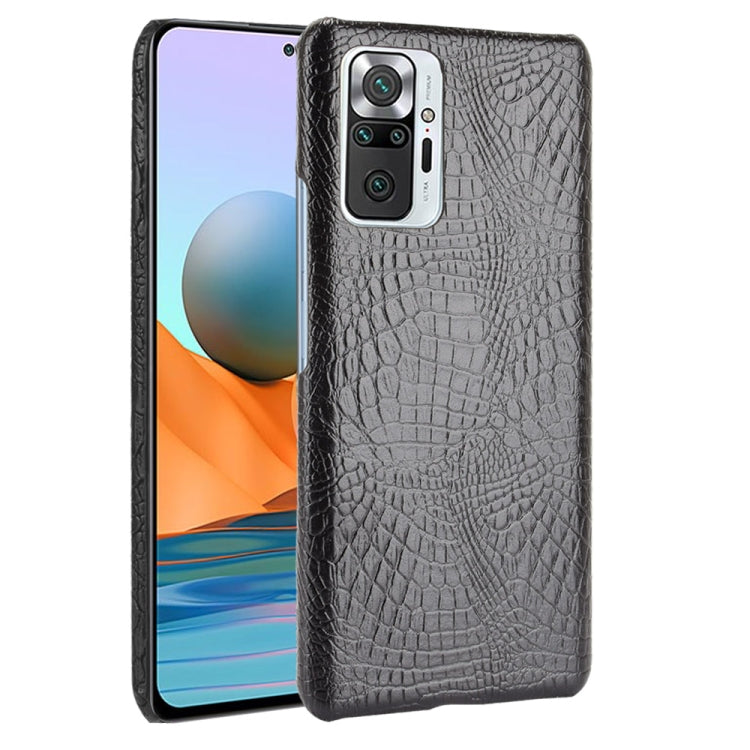 Black crocodile-texture shockproof phone case with camera cutout for Xiaomi Redmi Note 10 Pro