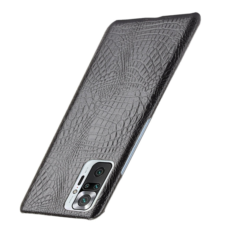Black crocodile-texture shockproof phone case with camera cutout, side view