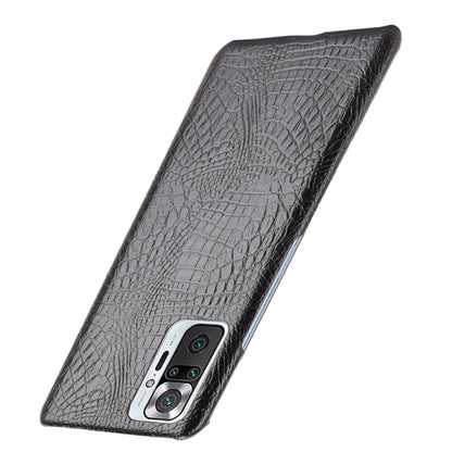 Black crocodile-texture shockproof phone case with camera cutout, side view