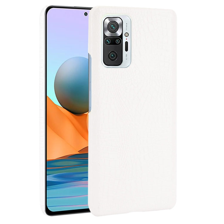 White crocodile-texture shockproof phone case with camera cutout