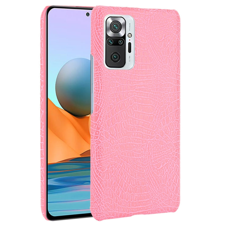 Shockproof crocodile-texture PC+PU phone case, pink, with camera cutout