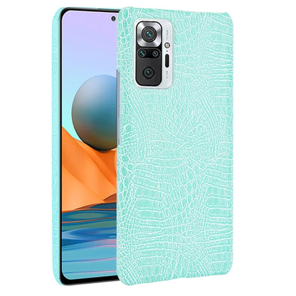 Shockproof crocodile-texture PC+PU phone case, light green, camera cutout