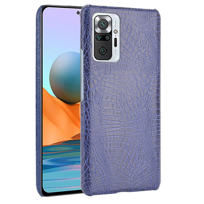 Shockproof crocodile-texture PC+PU phone case, blue, with camera cutout