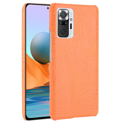 Shockproof crocodile-texture PC+PU phone case, orange, camera cutout