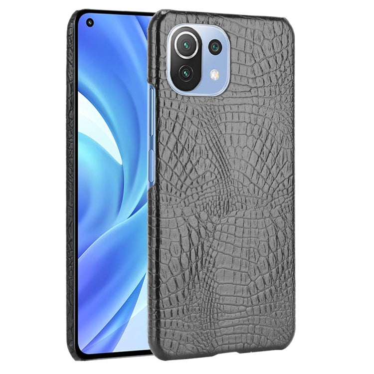 Gray crocodile-texture shockproof phone case with camera cutout
