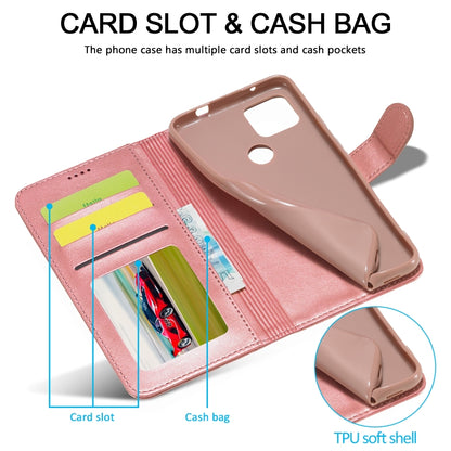 Rose gold leather wallet flip case with card slot and cash pocket compartments