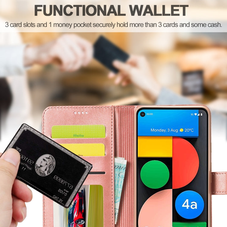 Rose gold leather wallet flip case interior with multiple card slots and money pocket