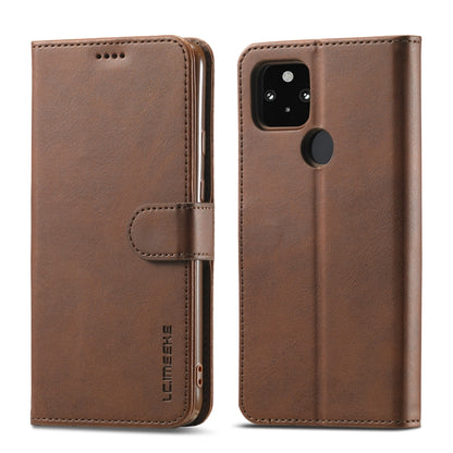 Brown flip leather phone case with card holder flap and camera cutout