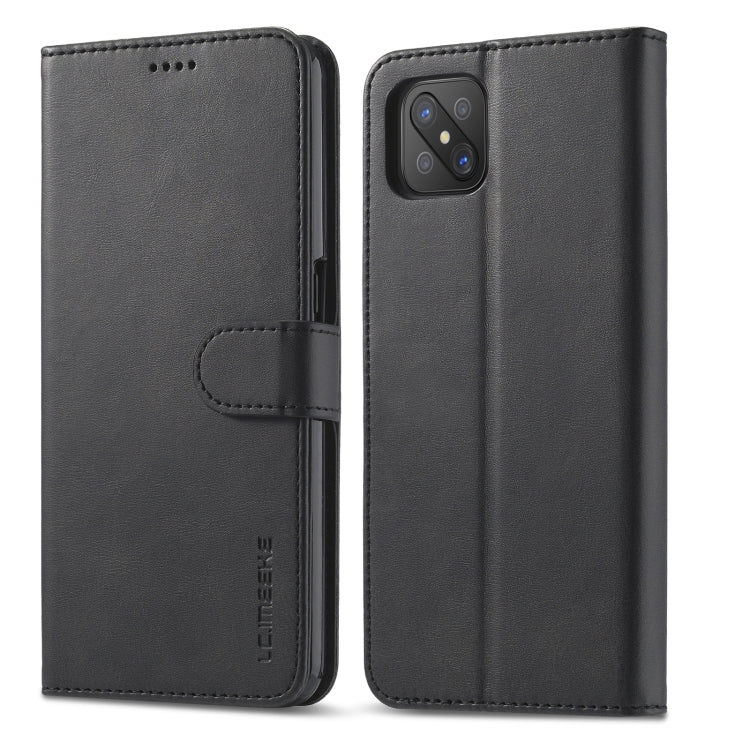 Charcoal flip leather wallet phone case with card holder strap and camera opening