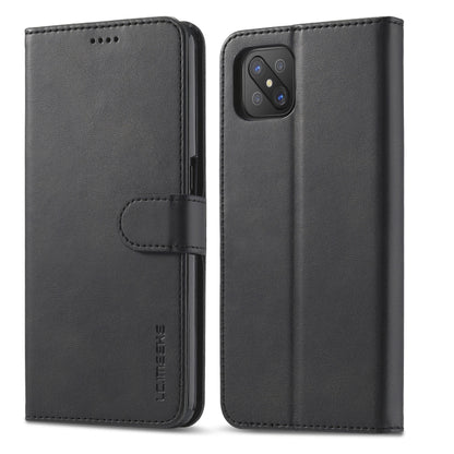 Charcoal flip leather wallet phone case with card holder strap and camera opening