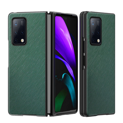 Green textured folding phone case with camera cutout for Huawei Mate X2
