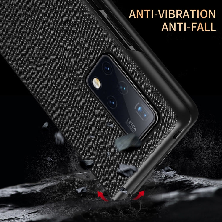 Black textured folding case with camera cutout and raised edges for Huawei Mate X2
