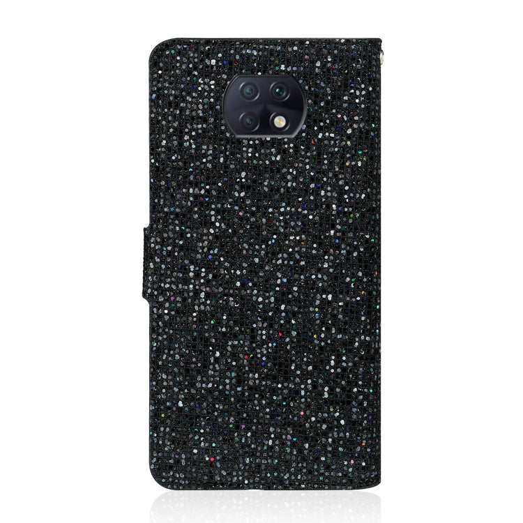 Black glitter phone case with camera cutout and flip card holder