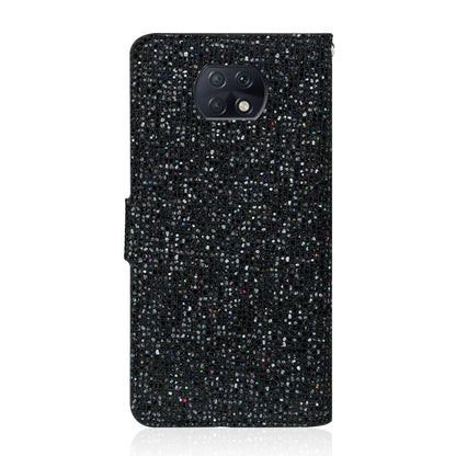Black glitter phone case with camera cutout and flip card holder