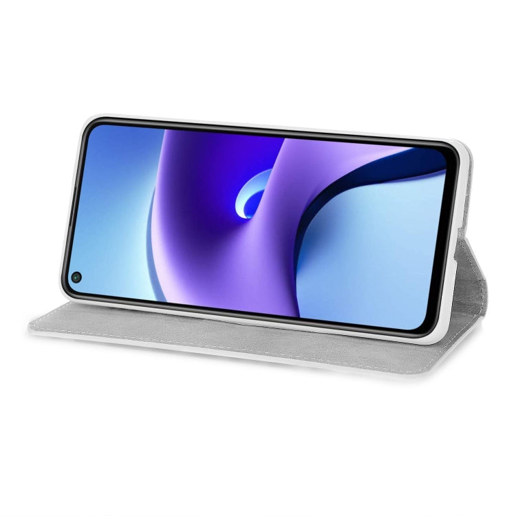 Light gray flip wallet phone case with standing viewing position