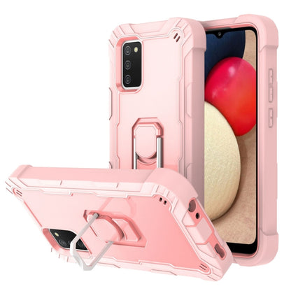 Shockproof phone case with rotating holder, pale pink back and light pink frame